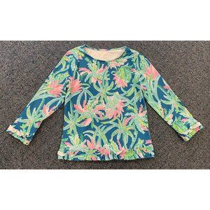 Girl's Lilly Pulitzer Long Sleeve Rash Guard Swim Pink Blue Green Size 14